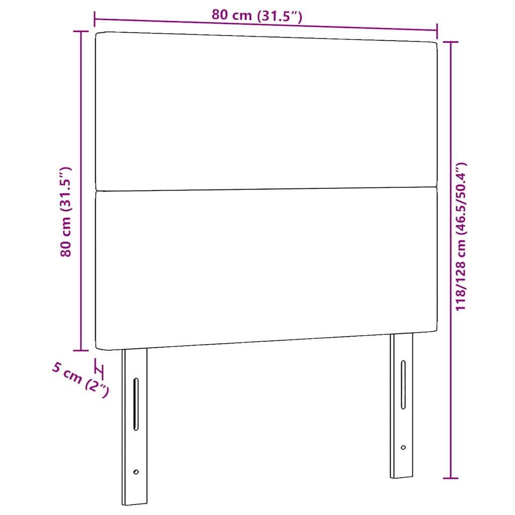 LED glava kreveta Siva zelena 80 cm Kordura tekstil