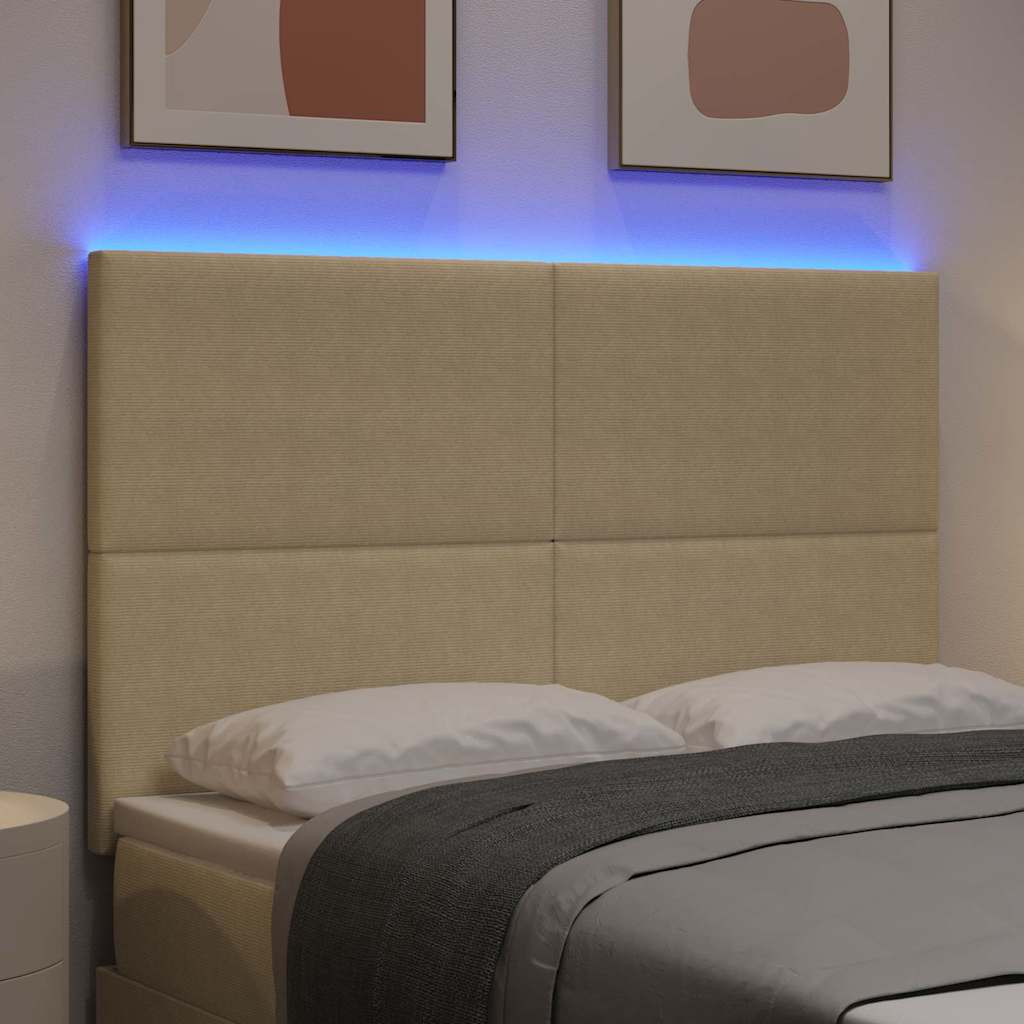 LED glava kreveta Siva zelena 144 cm Kordura tekstil
