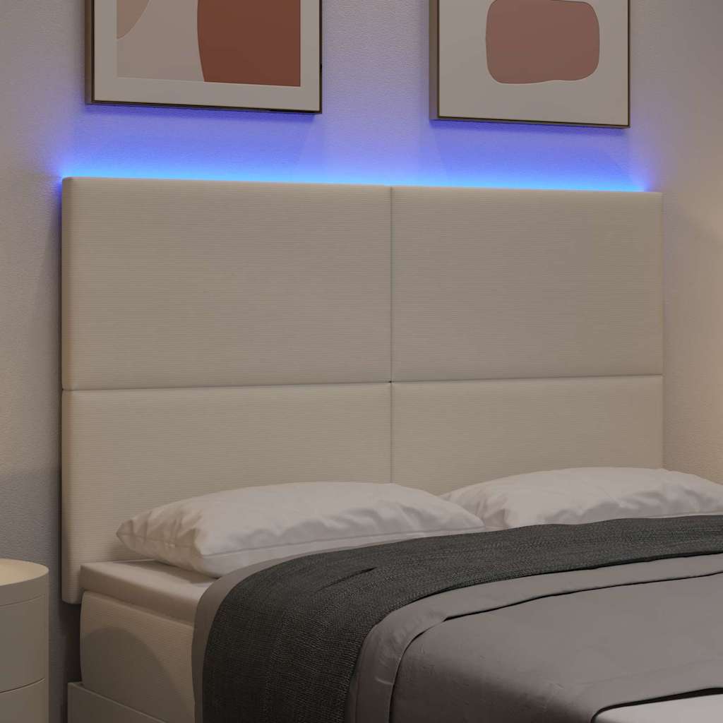 LED glava kreveta s LED trakama Krema 160 cm Kordura tekstil