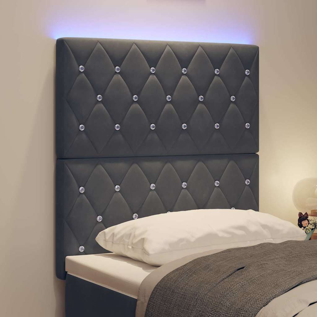 LED glava kreveta s LED trakama Tamno siva 80 cm Baršun