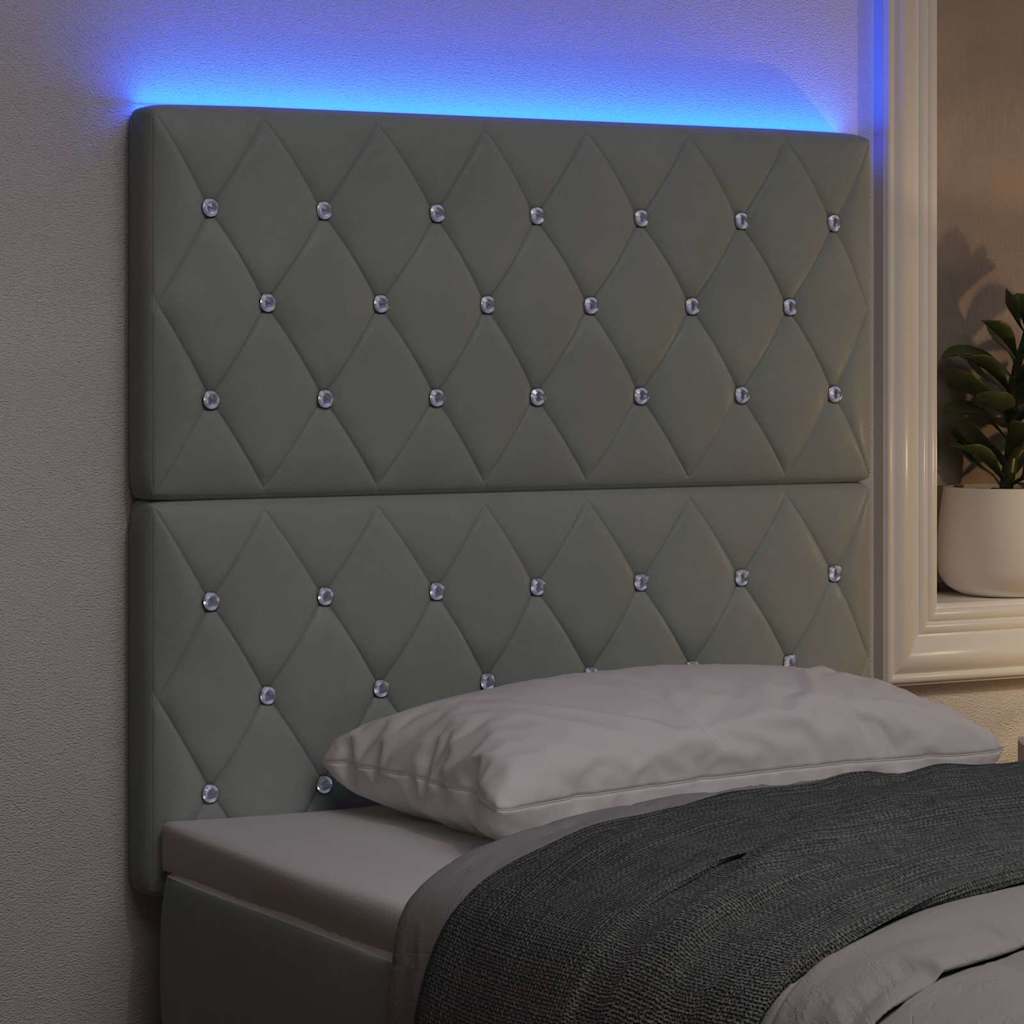 LED glava kreveta s LED trakama Svijetlo siva 100 cm Baršun
