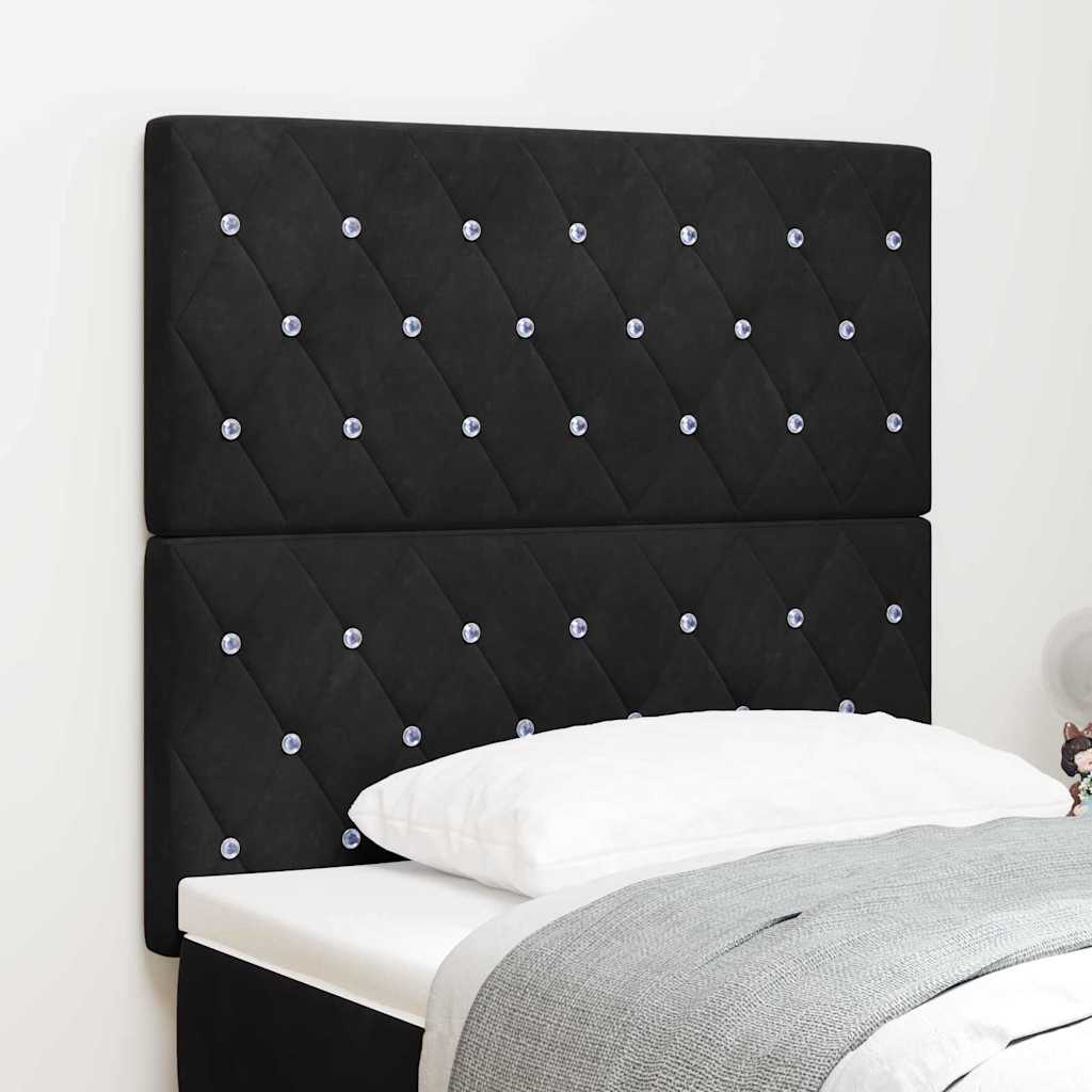 LED glava kreveta s LED trakama s uzglavljem Crna 100 cm Baršun