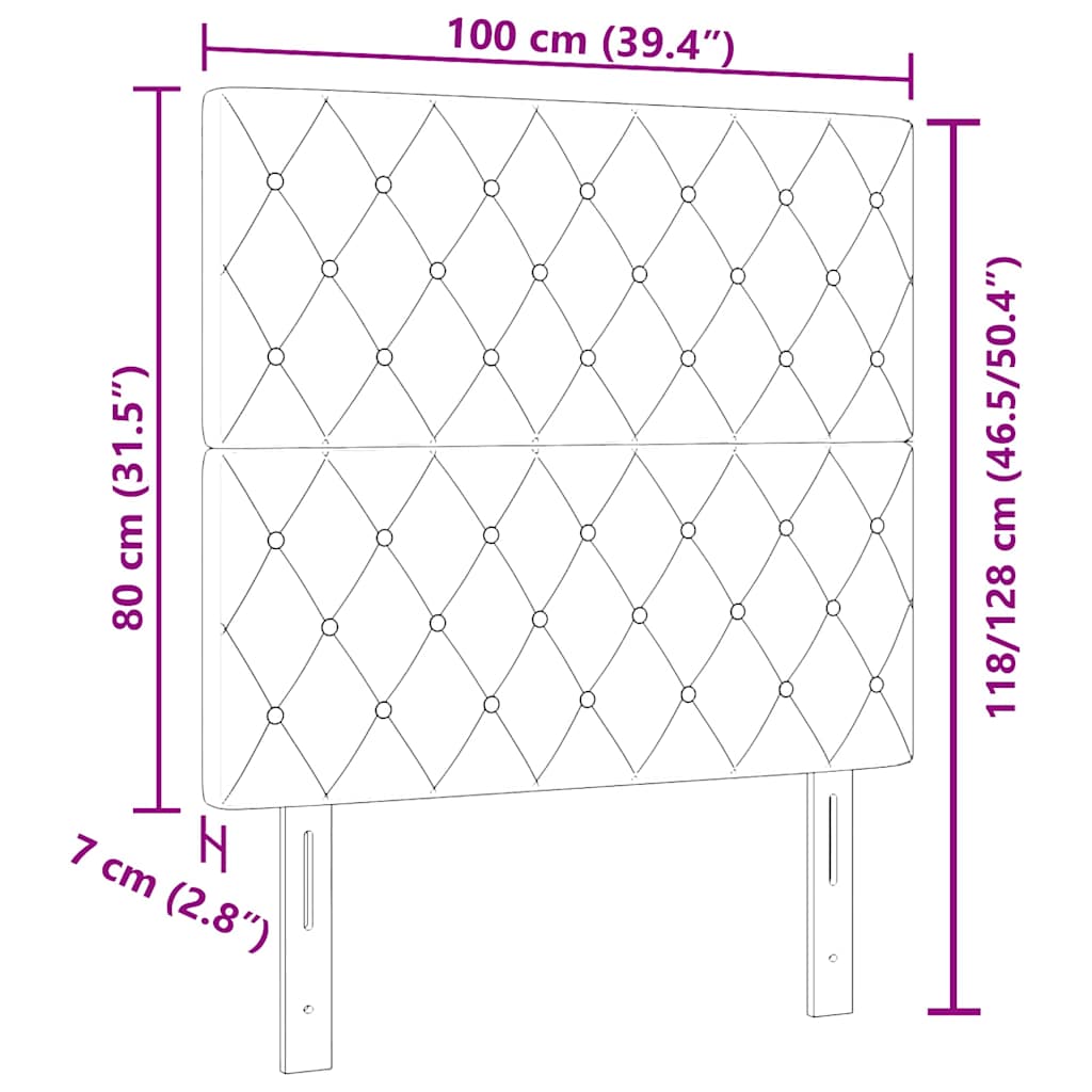 LED glava kreveta s LED trakama s uzglavljem Crna 100 cm Baršun