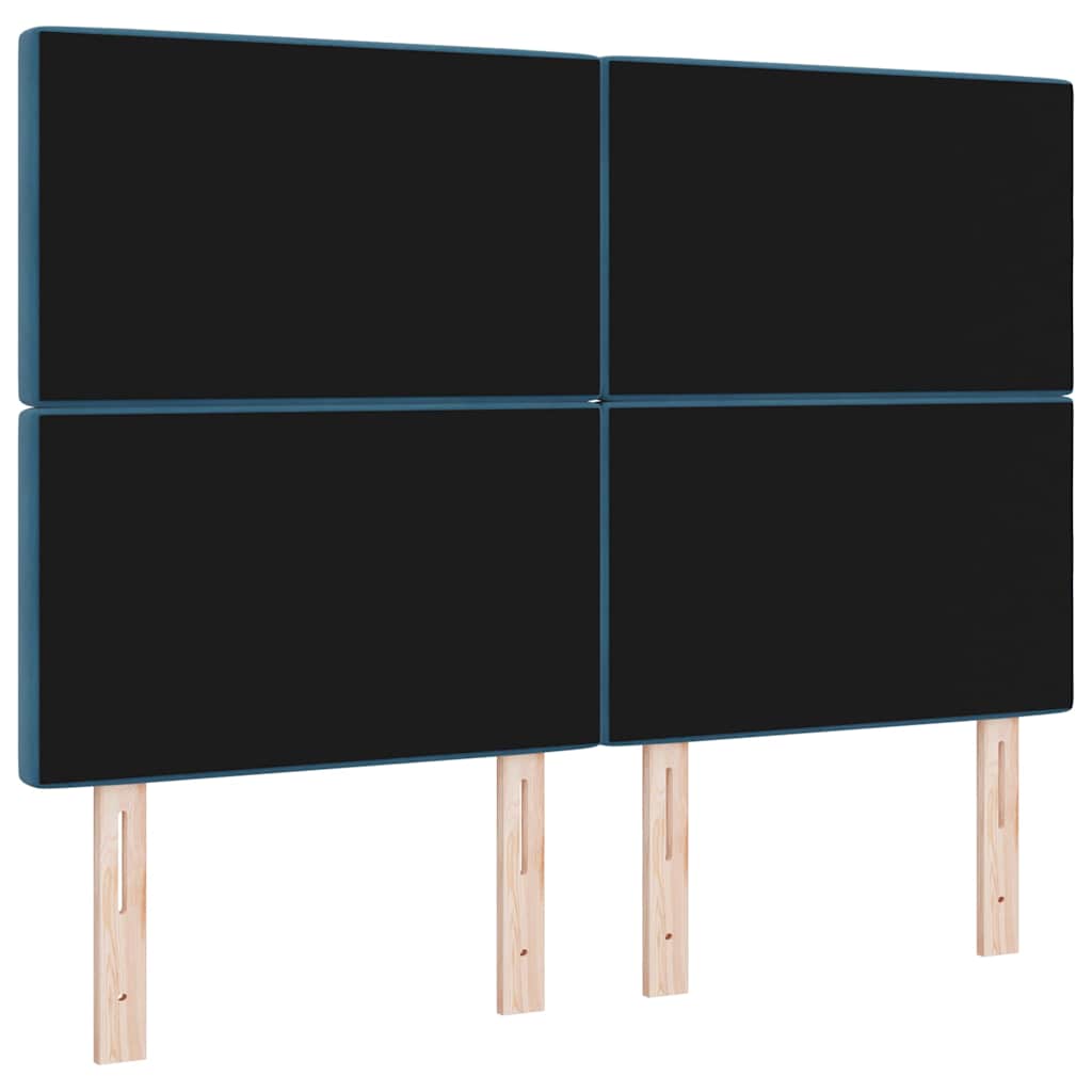 LED glava kreveta s LED trakama Tamno plava 160 cm Baršun
