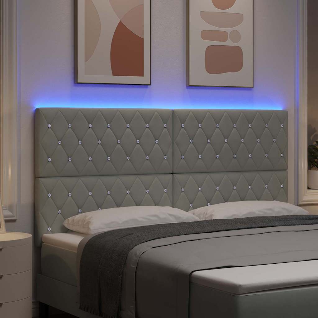 LED glava kreveta s LED trakama Svijetlo siva 180 cm Baršun