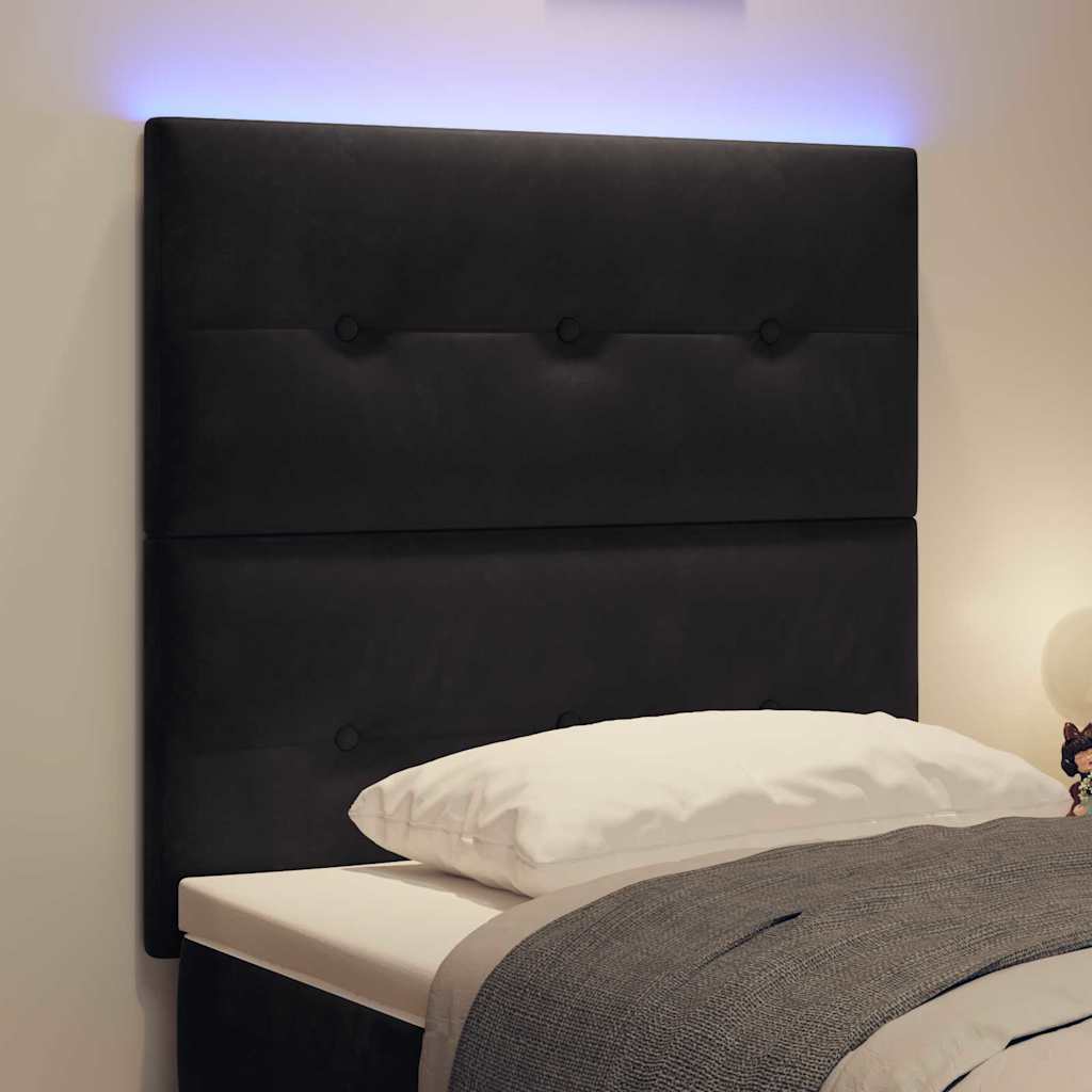 LED glava kreveta s LED trakama Crna 80 cm Baršun