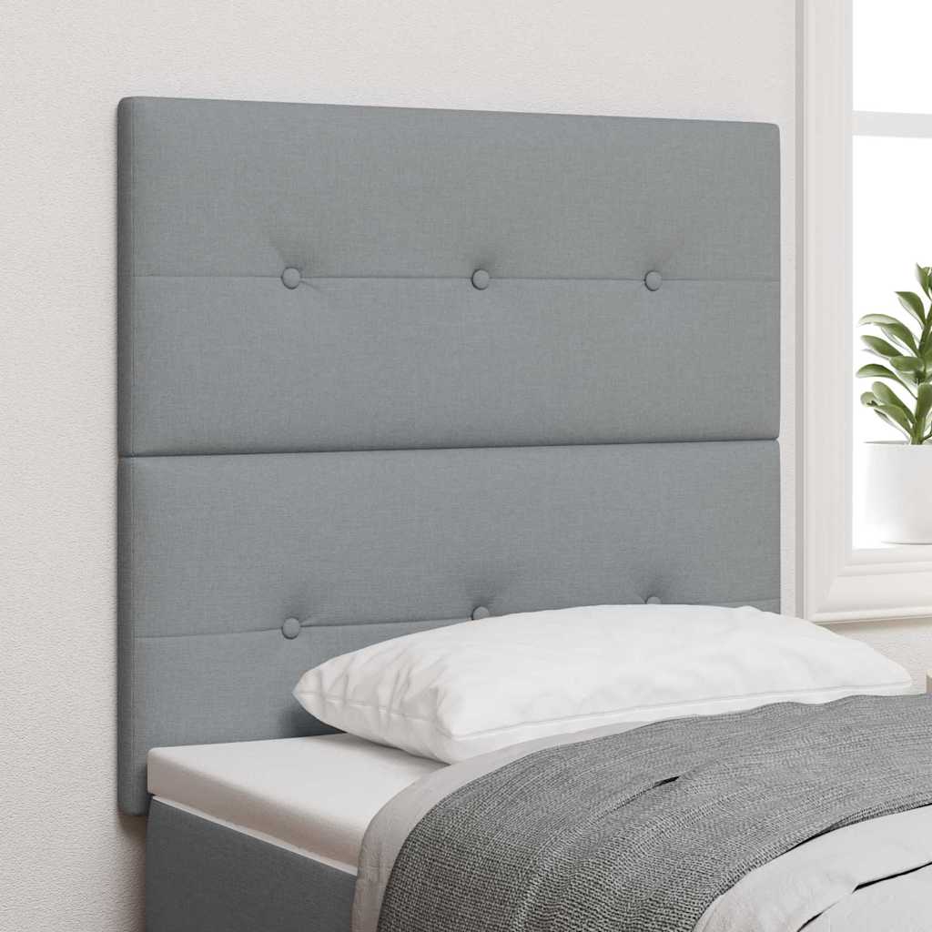 LED glava kreveta s LED trakama Svijetlo siva 90 cm tkanina