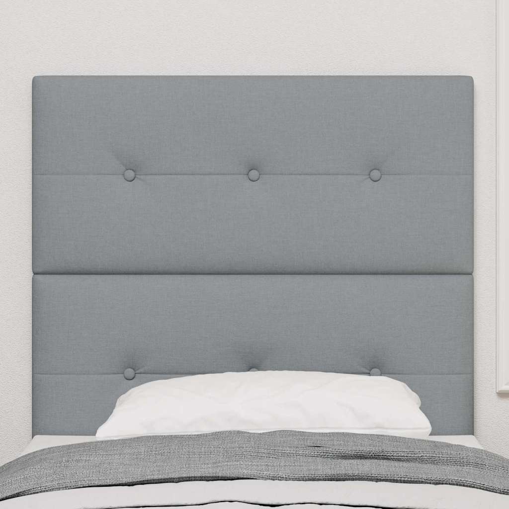 LED glava kreveta s LED trakama Svijetlo siva 90 cm tkanina