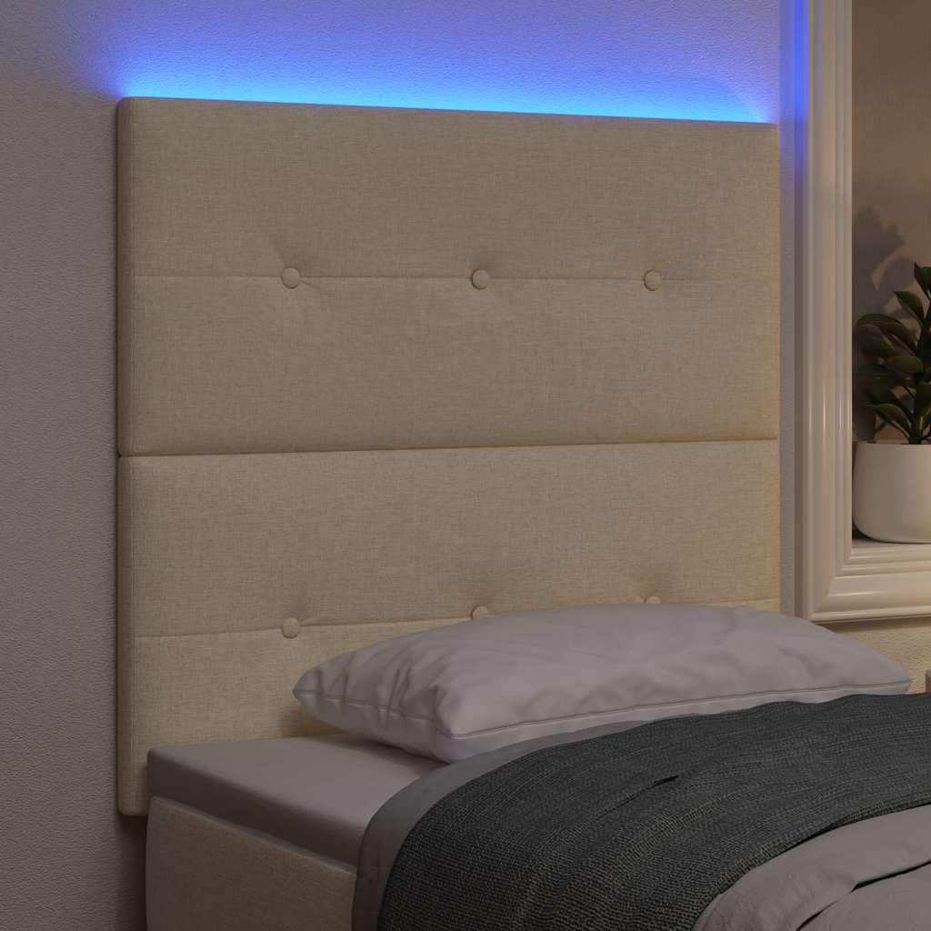 LED glava kreveta s LED trakama Krema 90 cm tkanina