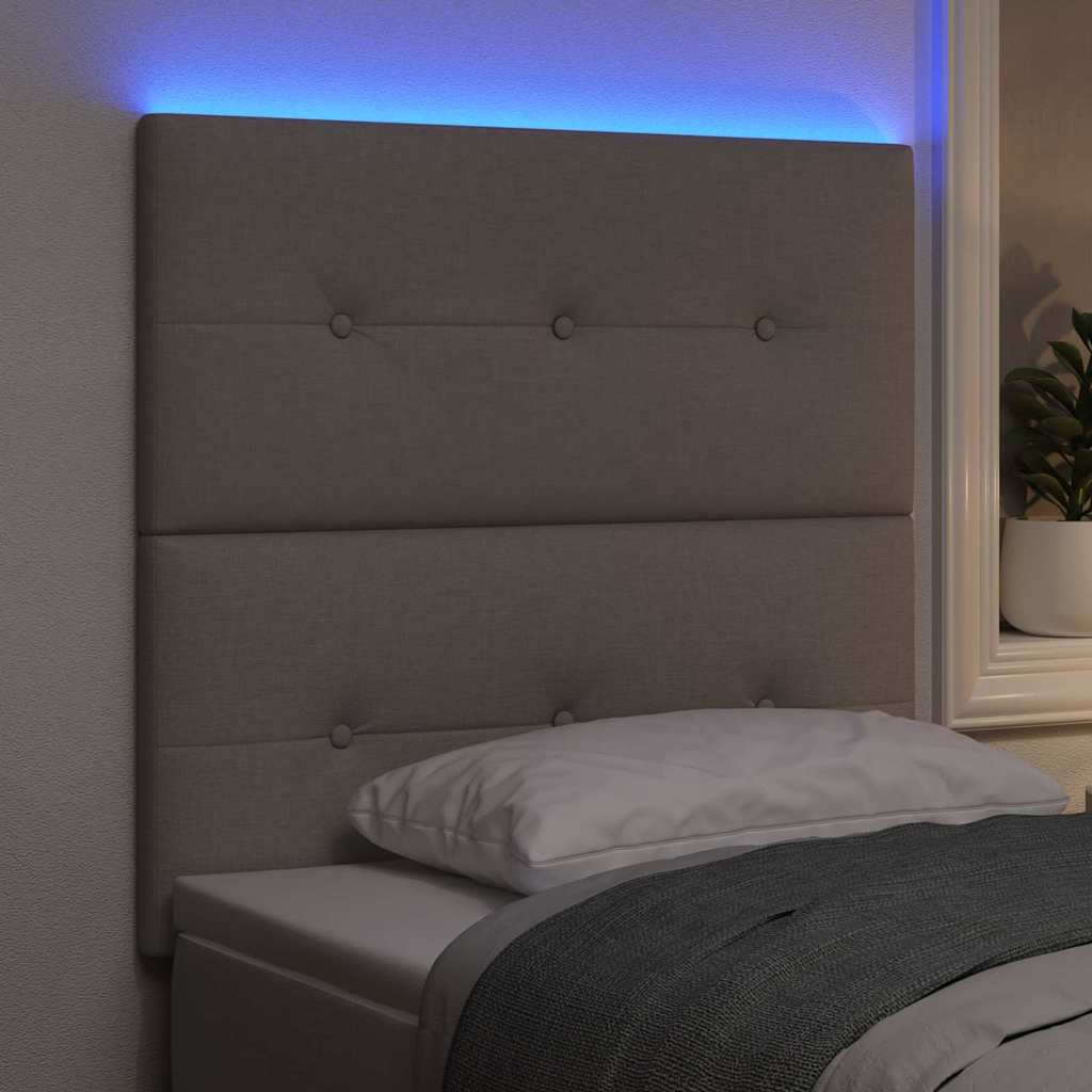 LED glava kreveta s LED trakama Sivo-smeđa 100 cm tkanina