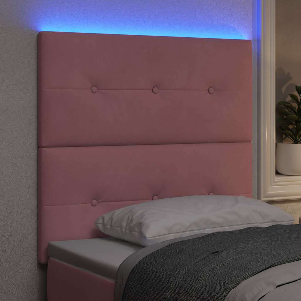 LED glava kreveta s LED trakama Ružičasta 100 cm Baršun