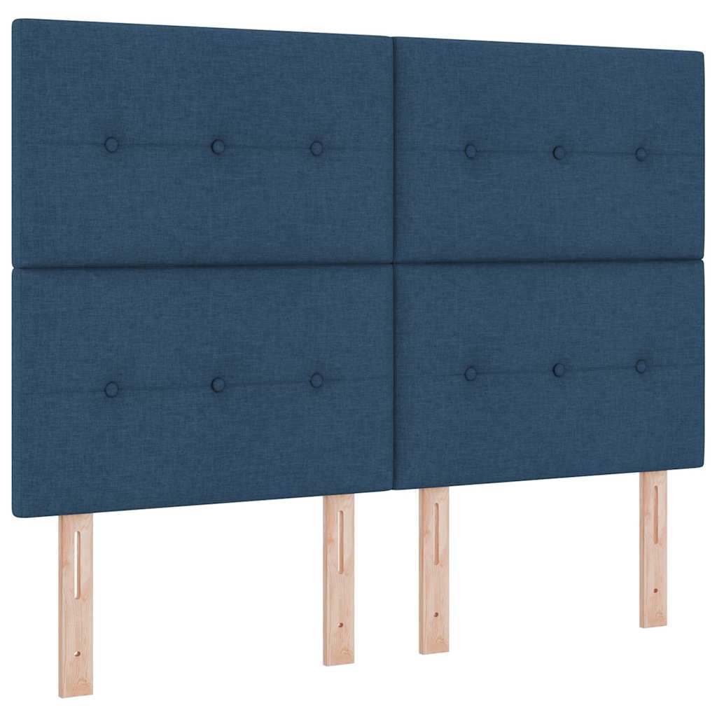 LED glava kreveta s LED trakama Plava 144 cm tkanina