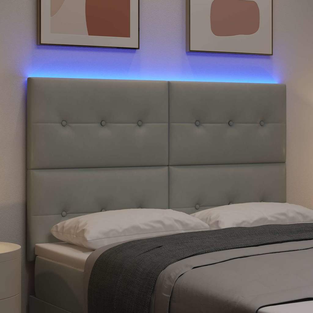 LED glava kreveta s LED trakama Svijetlo siva 144 cm Baršun