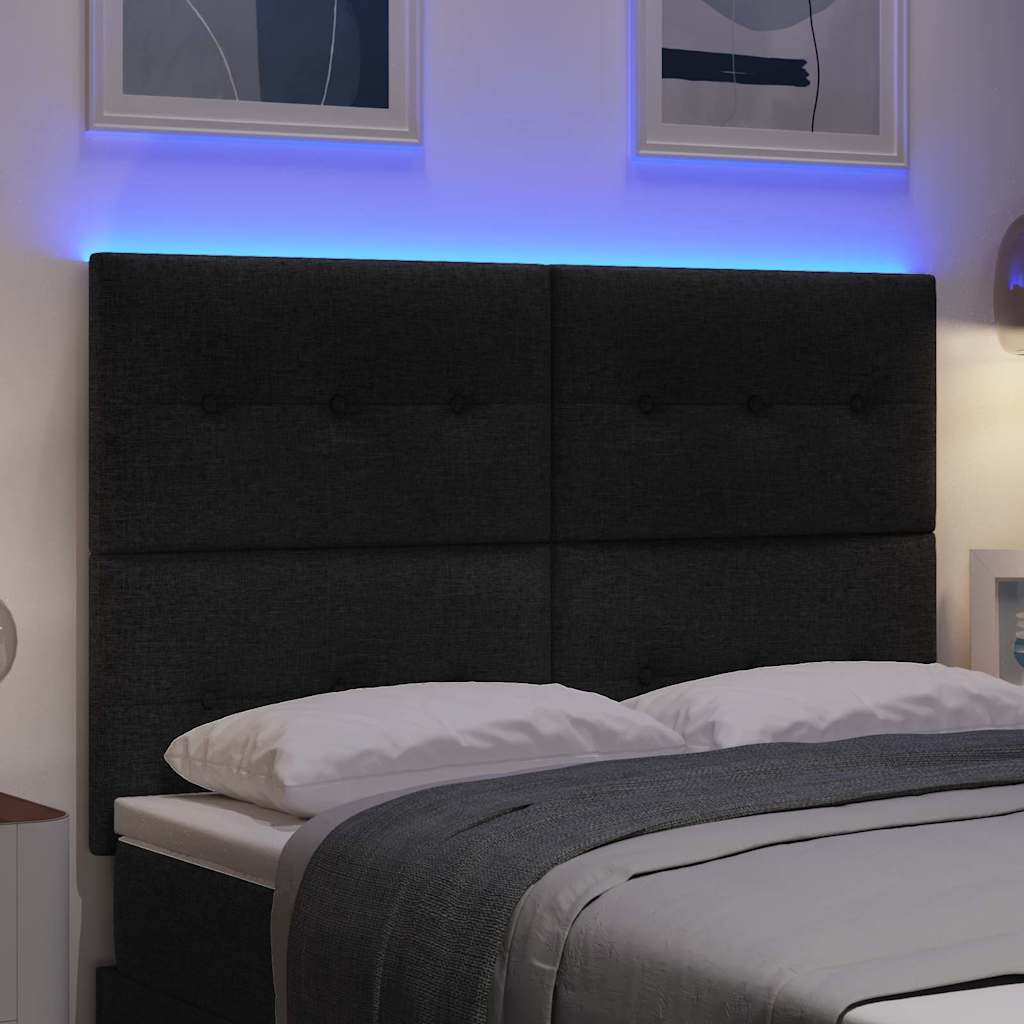 LED glava kreveta s LED trakama Crna 160 cm tkanina