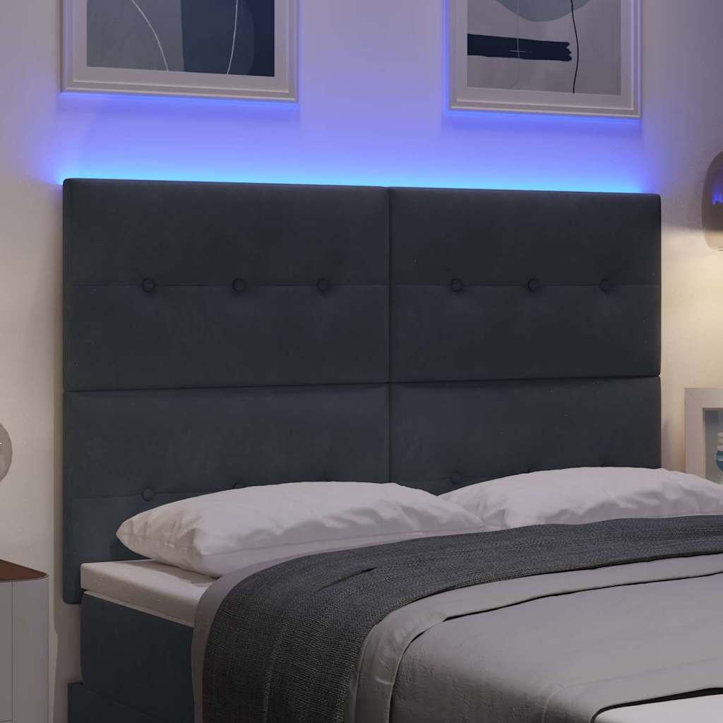LED glava kreveta s LED trakama Sivi 160 cm Baršun