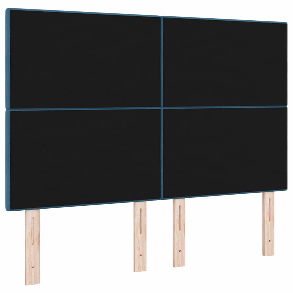 LED glava kreveta s LED trakama Plava 160 cm Baršun