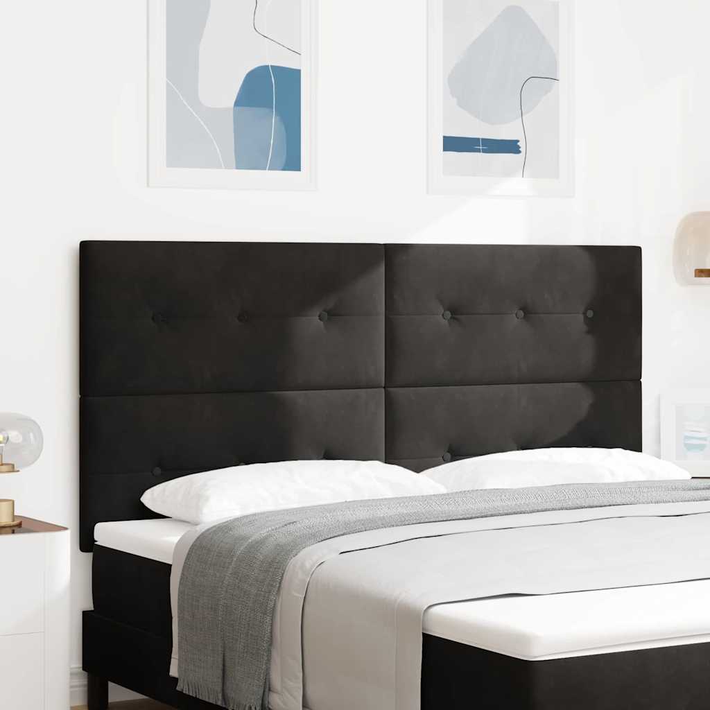 LED glava kreveta s LED trakama Crna 180 cm Baršun