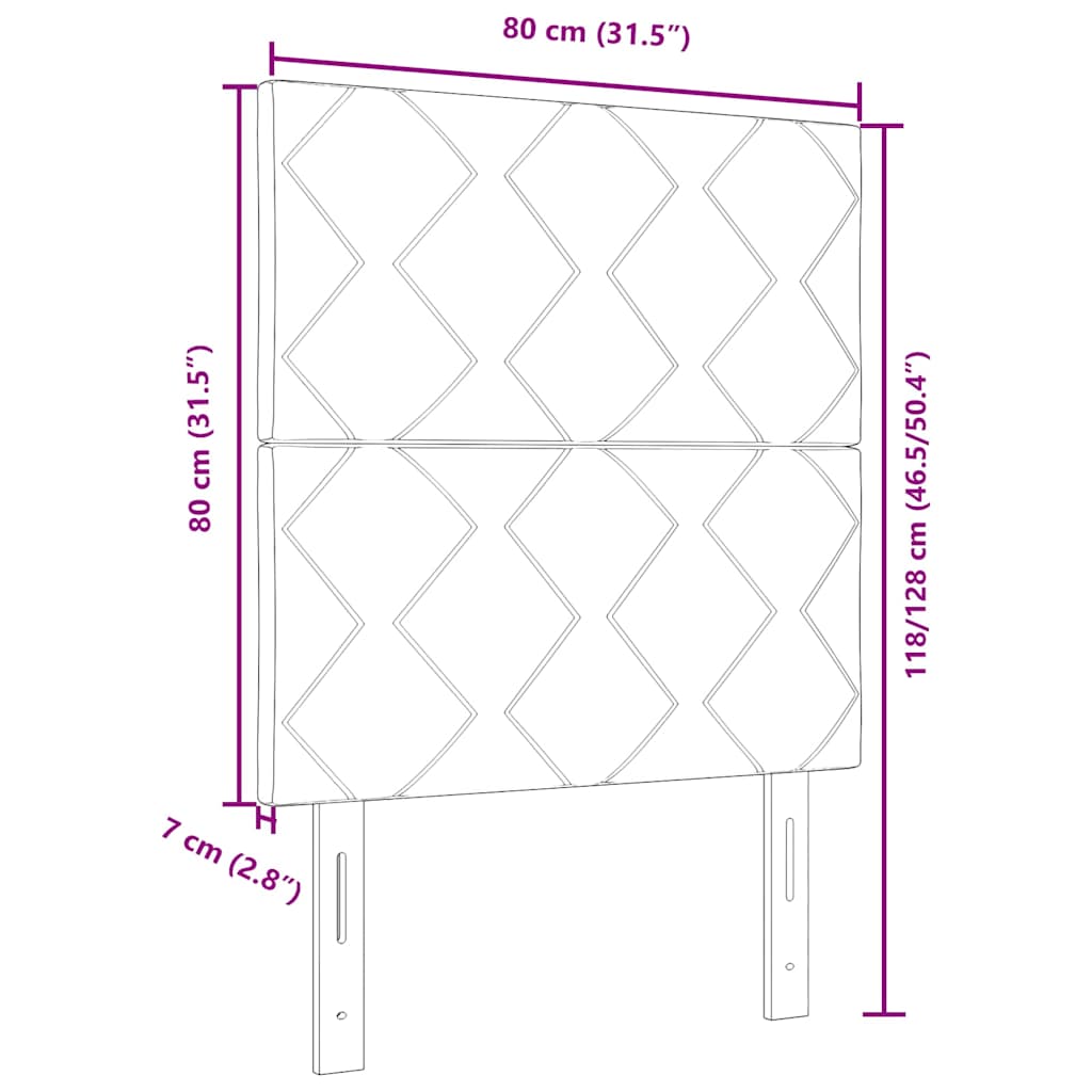 LED glava kreveta Crna 80 cm tkanina