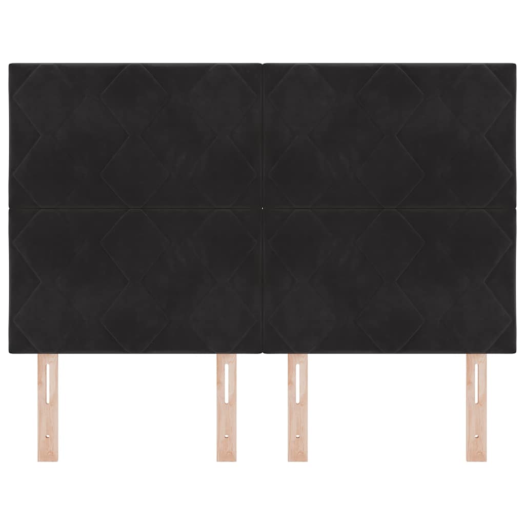 LED glava kreveta Crna 144 cm Baršun