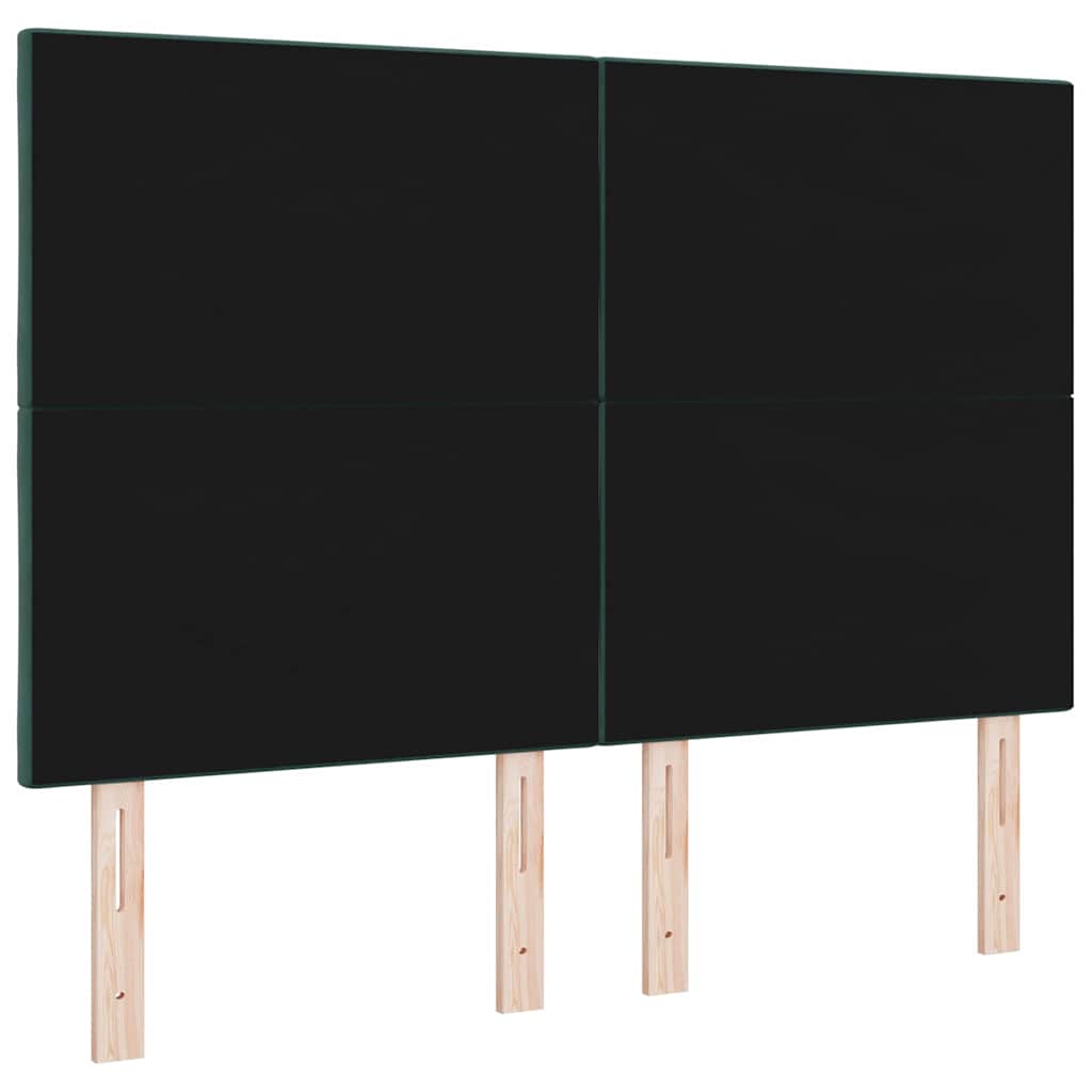 LED glava kreveta Tamnozelena 144 cm Baršun