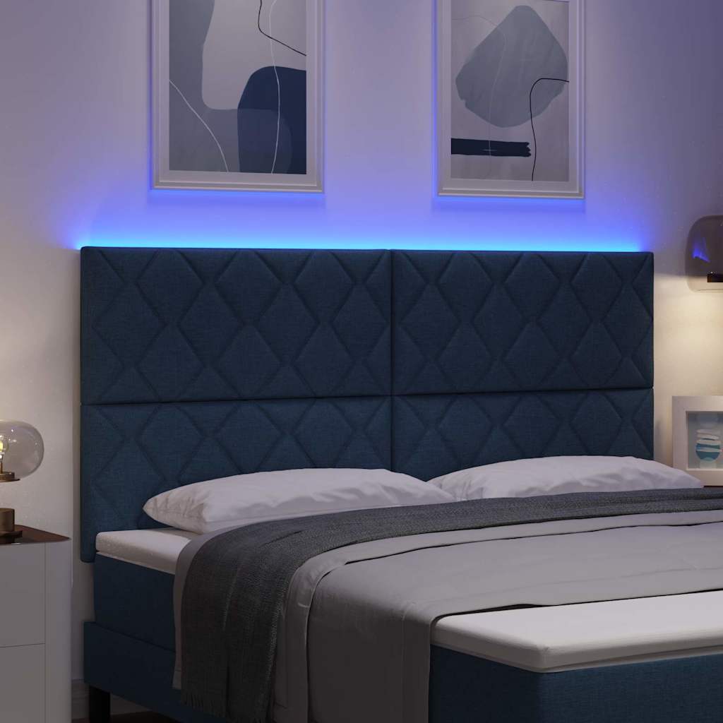 LED glava kreveta Svijetlo siva 180 cm tkanina
