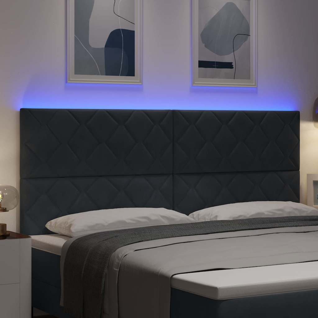 LED glava kreveta Tamno siva 200 cm Baršun