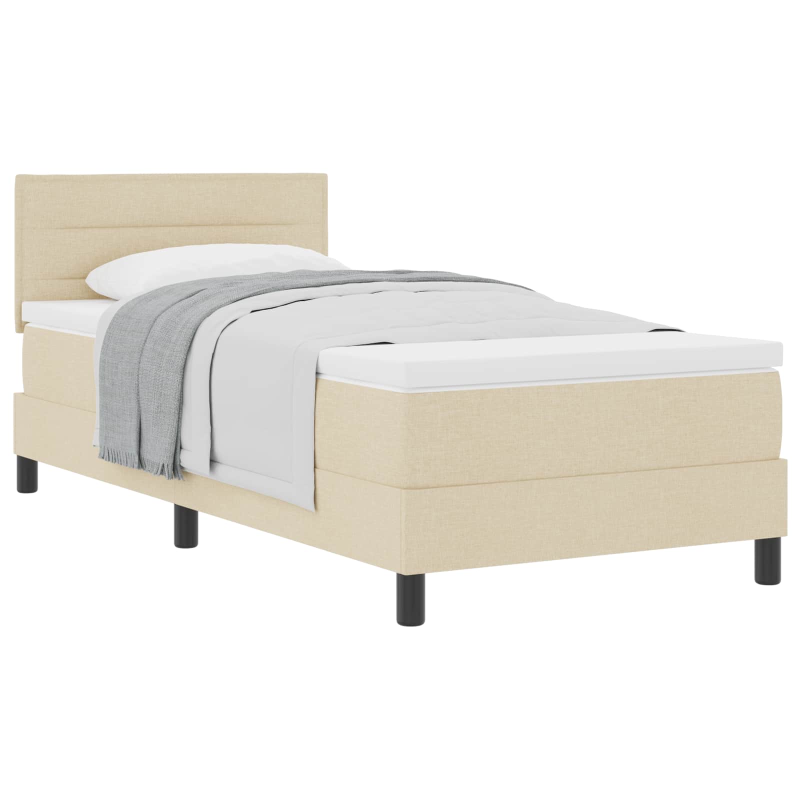 Krevet s opruga kutije s uzglavljem Krema 80 x 200 cm tkanina