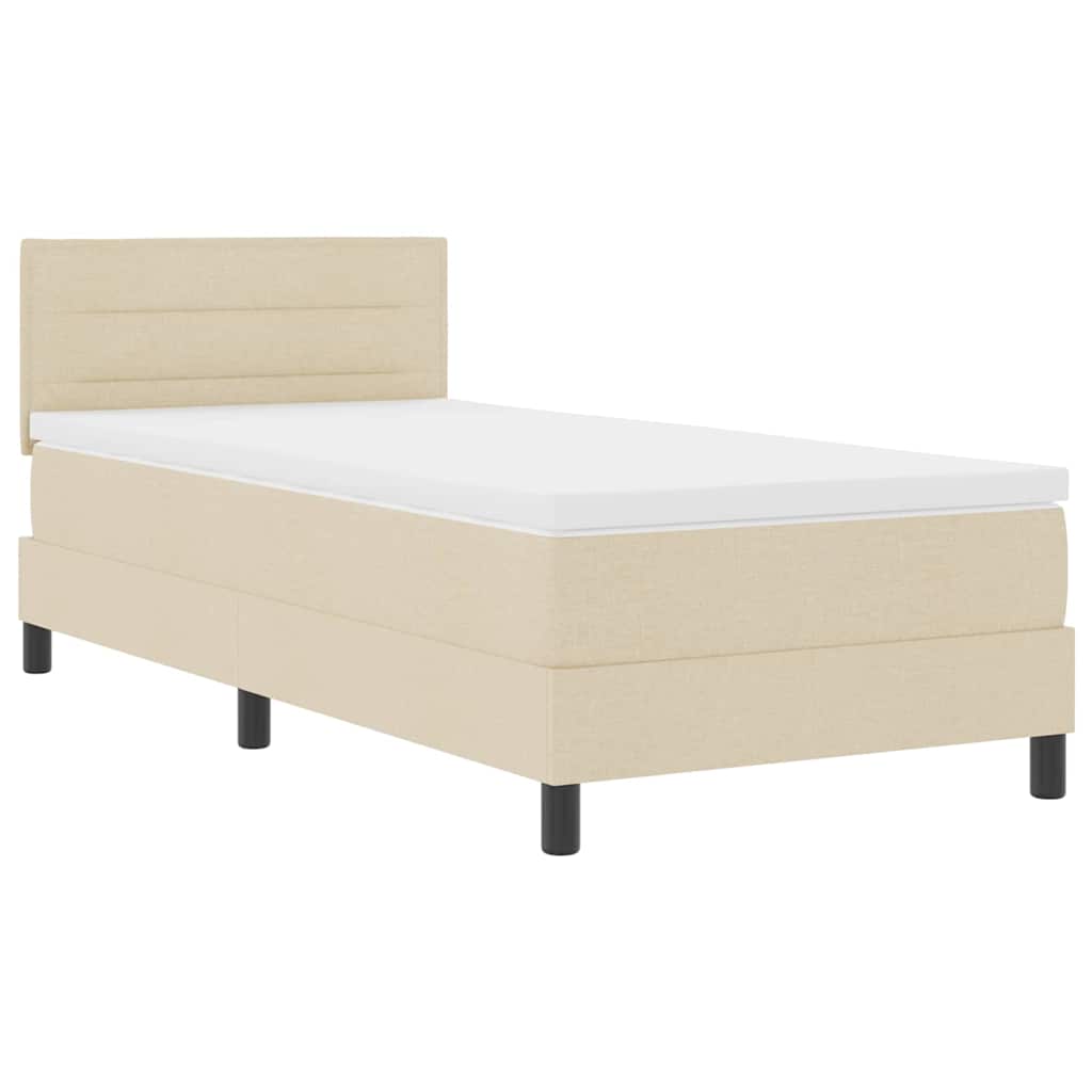 Krevet s opruga kutije s uzglavljem Krema 80 x 200 cm tkanina