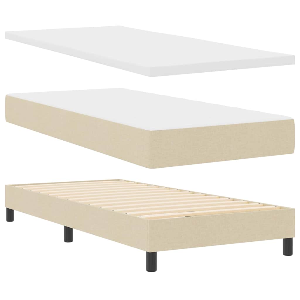 Krevet s opruga kutije s uzglavljem Krema 80 x 200 cm tkanina