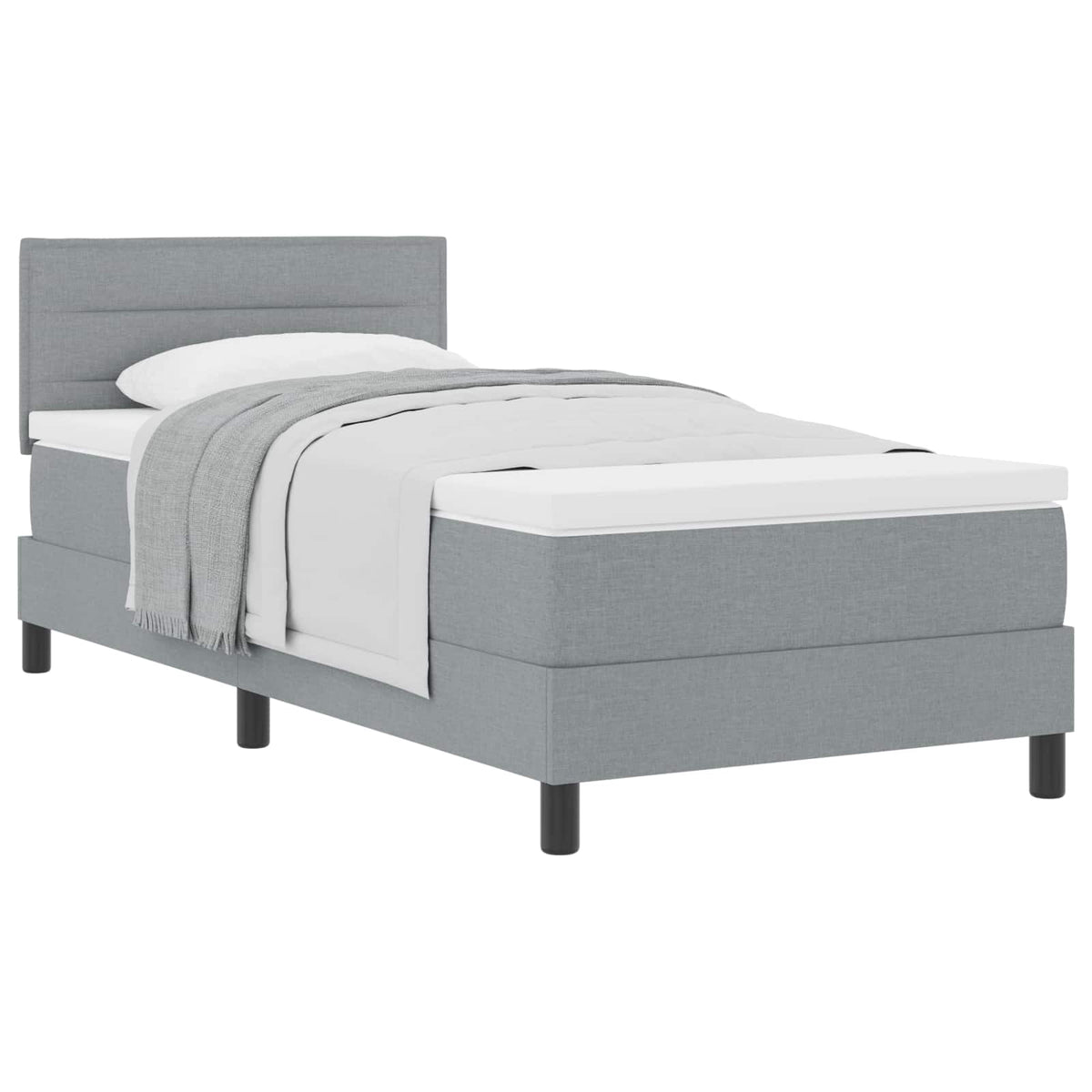 Krevet s opruga kutije Svijetlo siva 90 x 190 cm tkanina