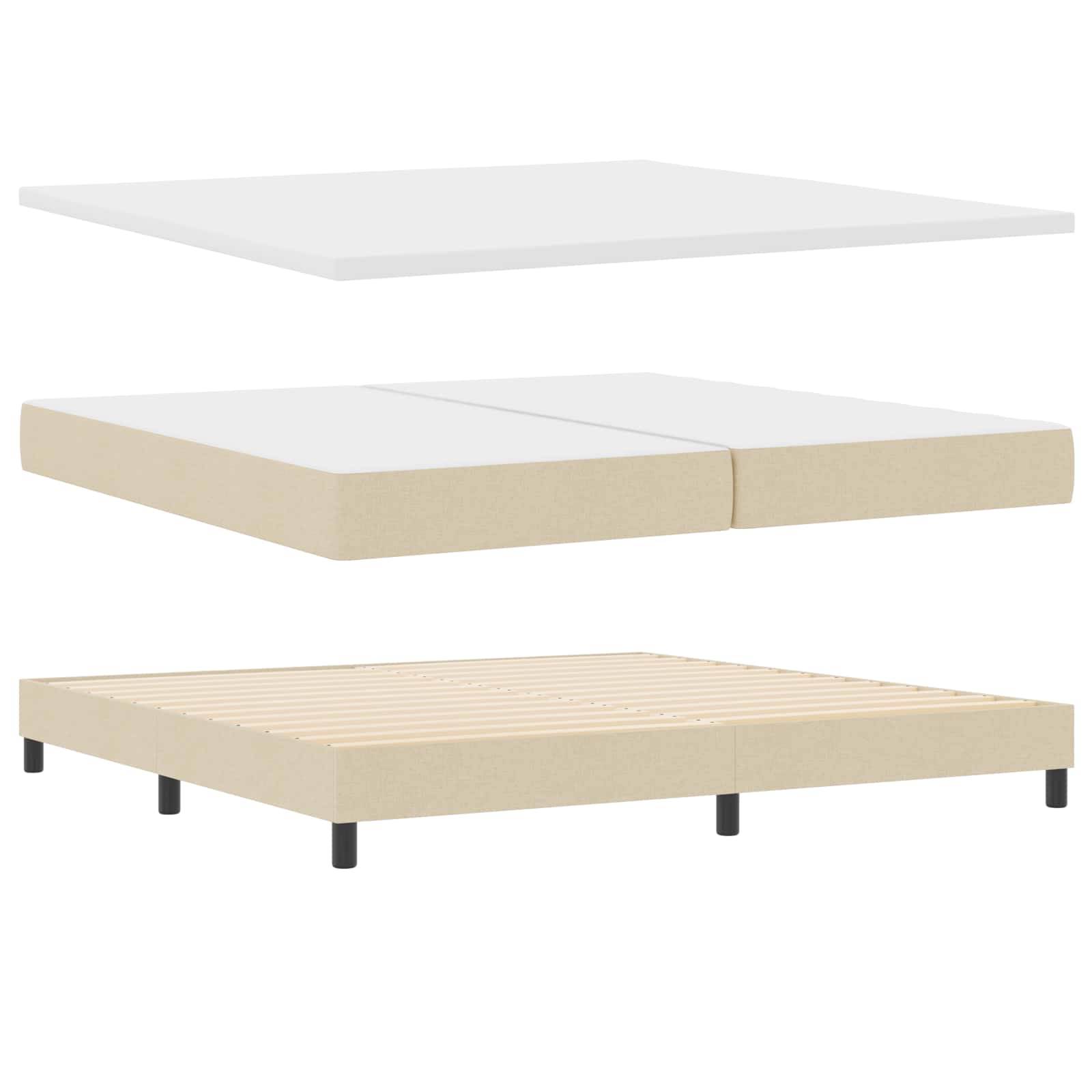 Krevet s opruga kutije s uzglavljem Krema 200 x 200 cm tkanina