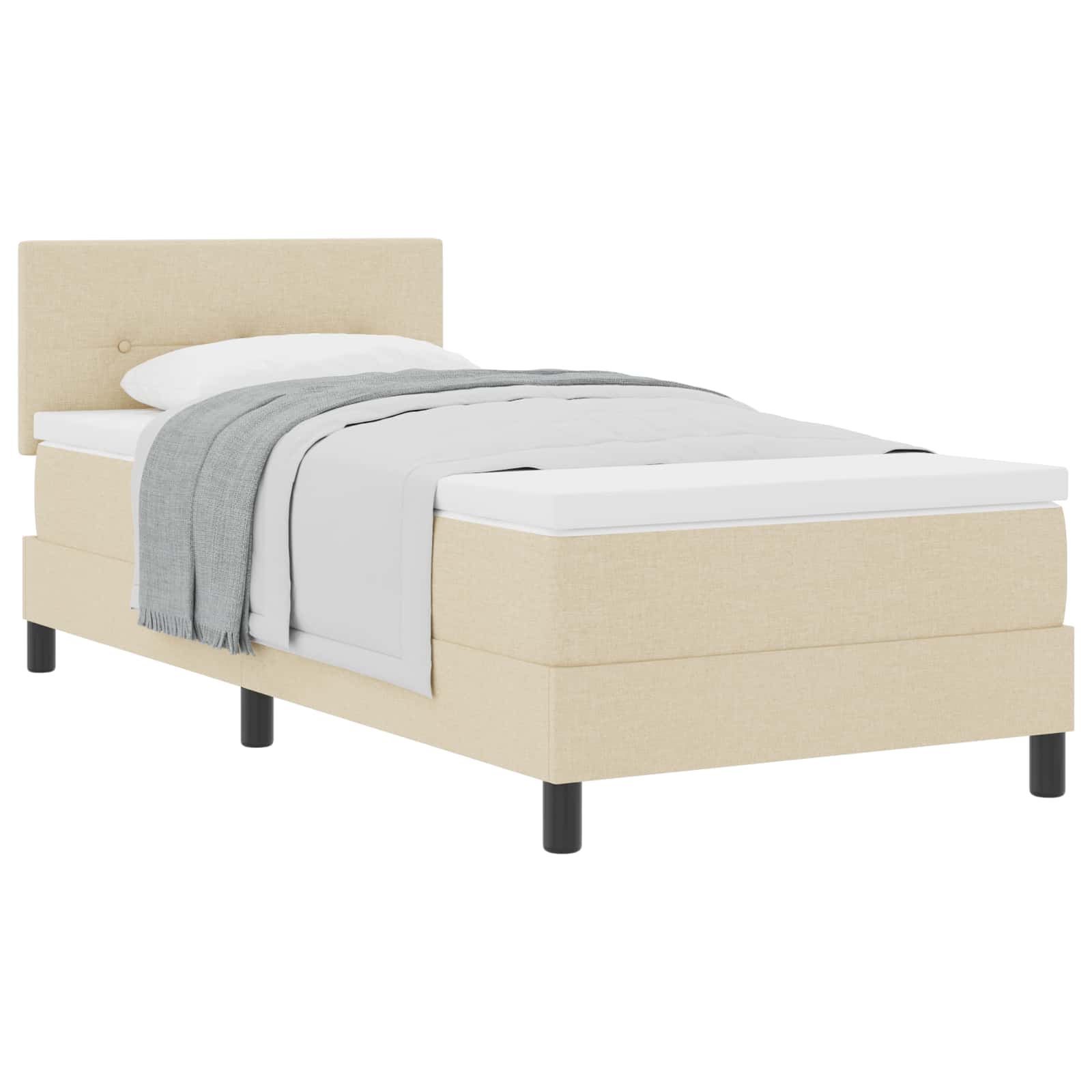 Krevet s opruga kutije s uzglavljem Krema 90 x 200 cm tkanina