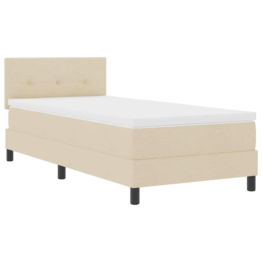 Krevet s opruga kutije s uzglavljem Krema 90 x 200 cm tkanina