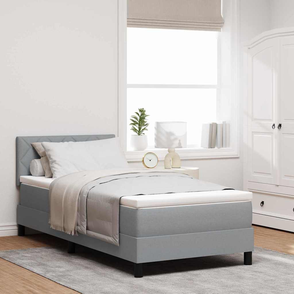 Krevet s opruga kutije Svijetlo siva 90 x 190 cm tkanina