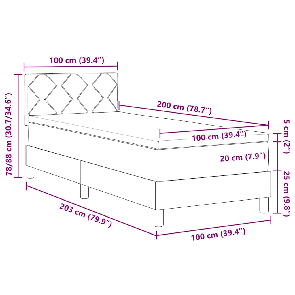 Krevet s opruga kutije s uzglavljem Crna 100 x 200 cm tkanina