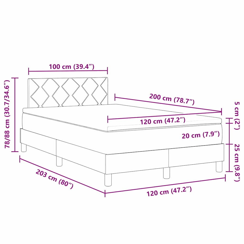 Krevet s opruga kutije s uzglavljem Plava 120 x 200 cm tkanina