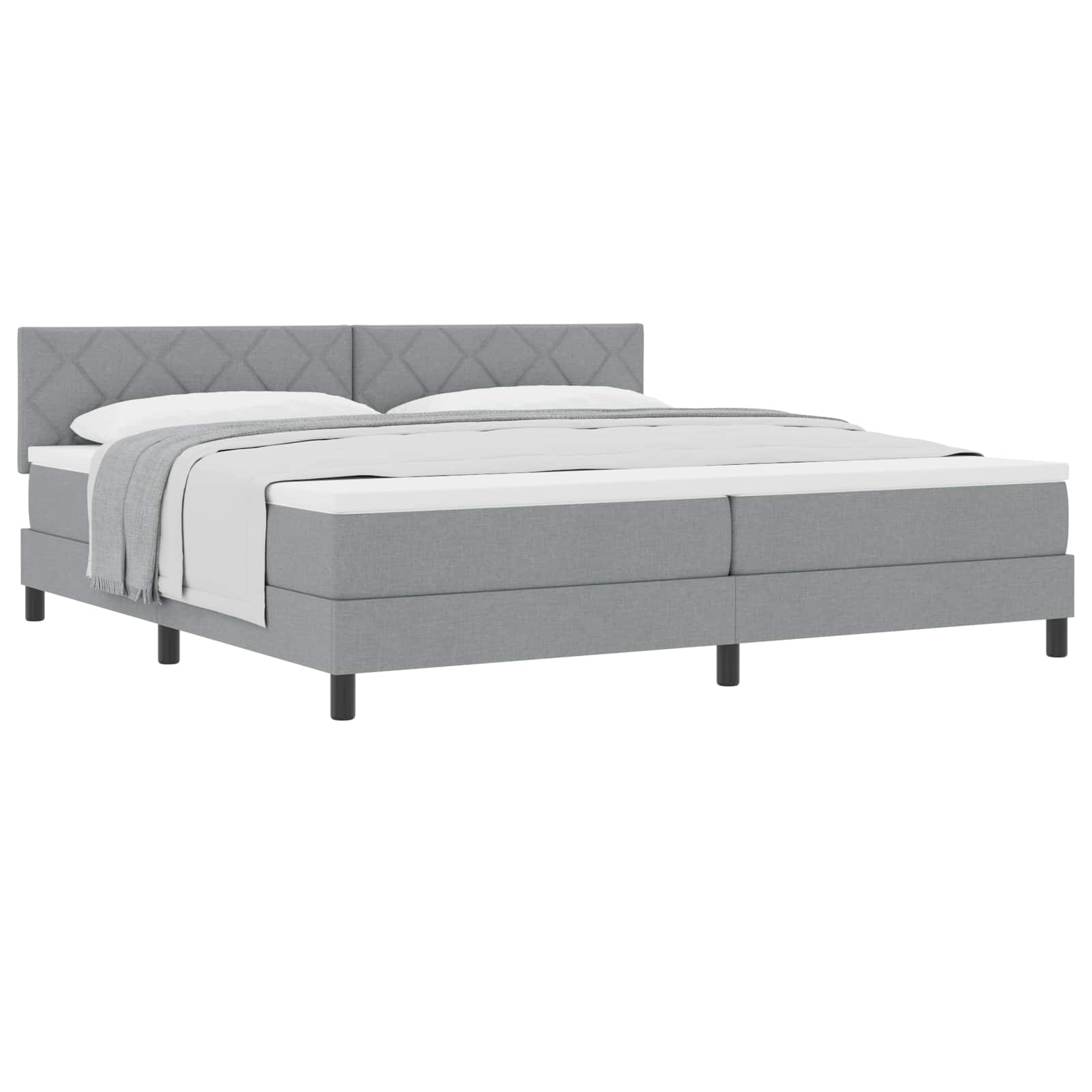 Krevet s opruga kutije Svijetlo siva 200 x 200 cm tkanina