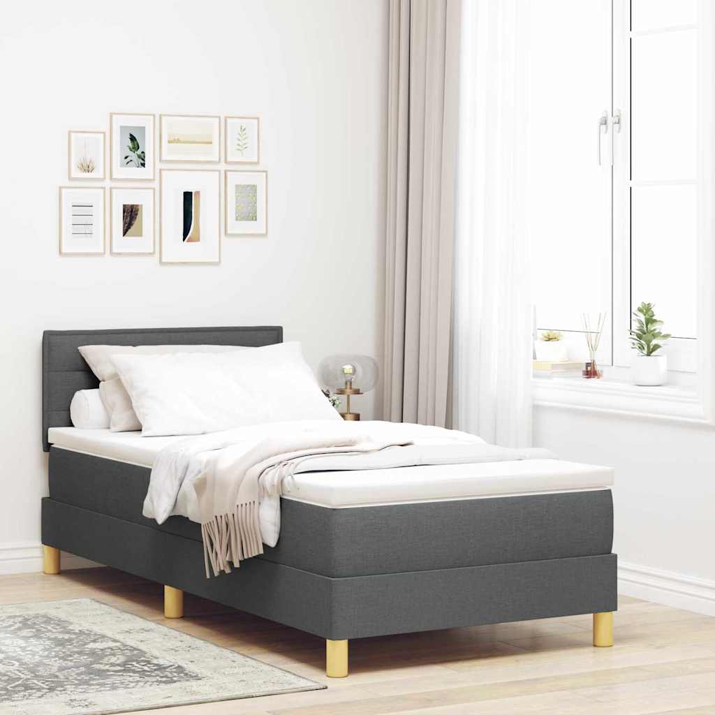 Krevet s opruga kutije Tamno siva 80 x 200 cm tkanina