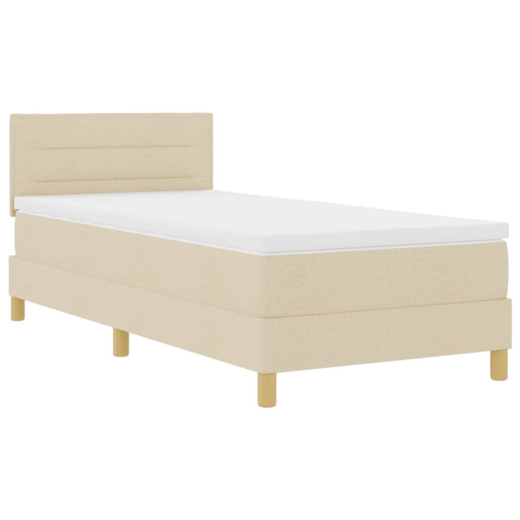 Krevet s opruga kutije s jastukom Krema 90 x 200 cm tkanina