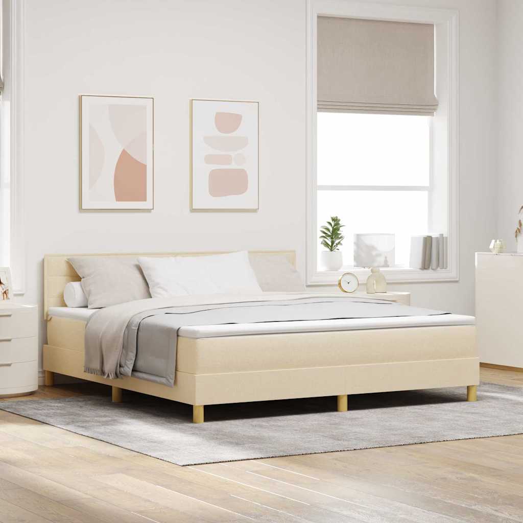 Krevet s opruga kutije s jastukom Krema 180 x 200 cm tkanina