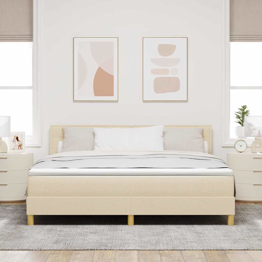 Krevet s opruga kutije s jastukom Krema 180 x 200 cm tkanina