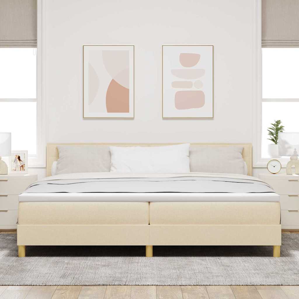 Krevet s opruga kutije s jastukom Krema 200 x 200 cm tkanina