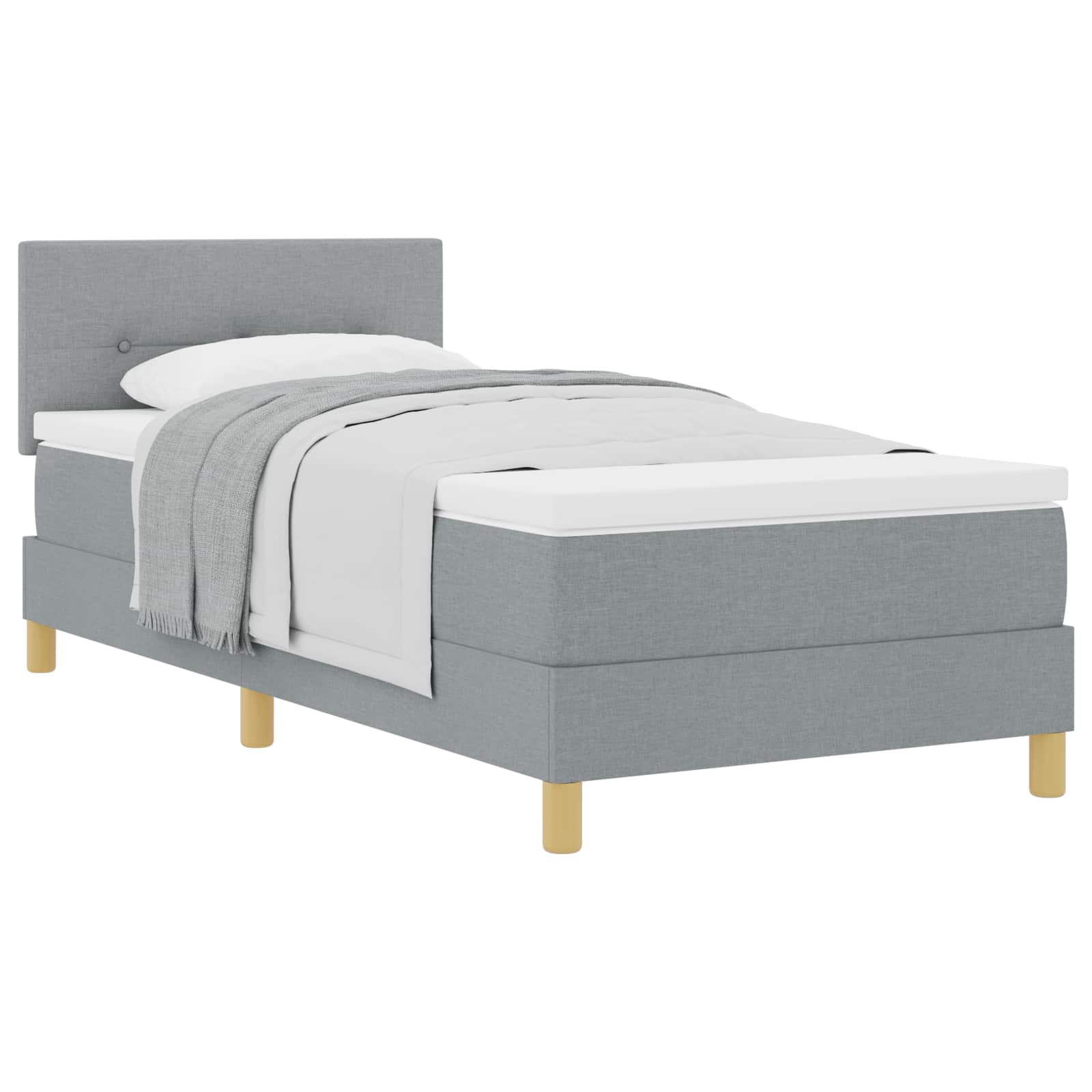 Krevet s opruga kutije Svijetlo siva 90 x 190 cm tkanina
