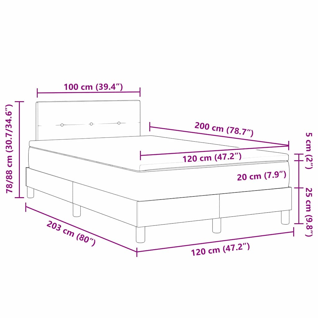 Krevet s opruga kutije Svijetlo siva 120 x 200 cm tkanina