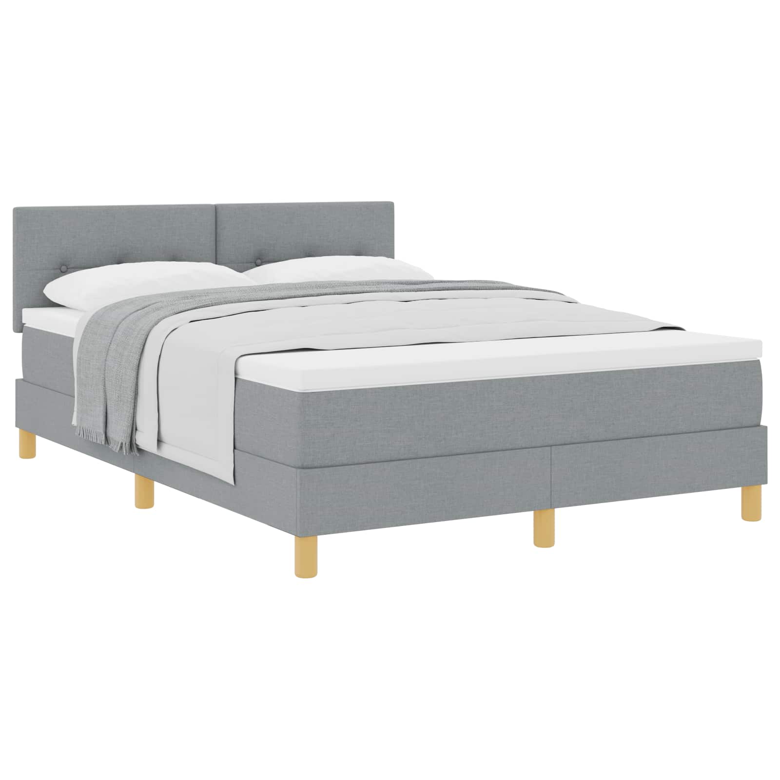Krevet s opruga kutije Svijetlo siva 140 x 190 cm tkanina