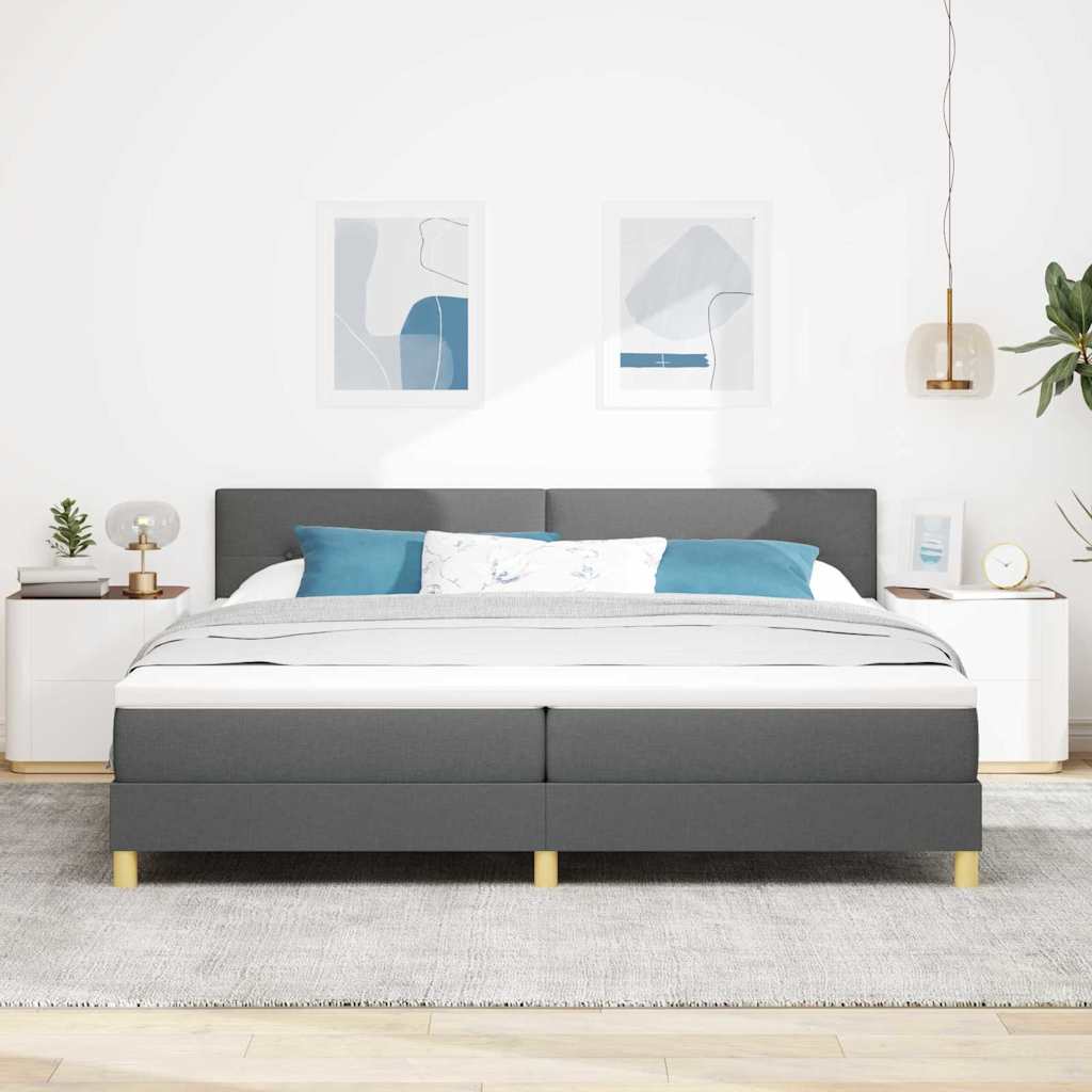 Krevet s opruga kutije Tamno siva 200 x 200 cm tkanina