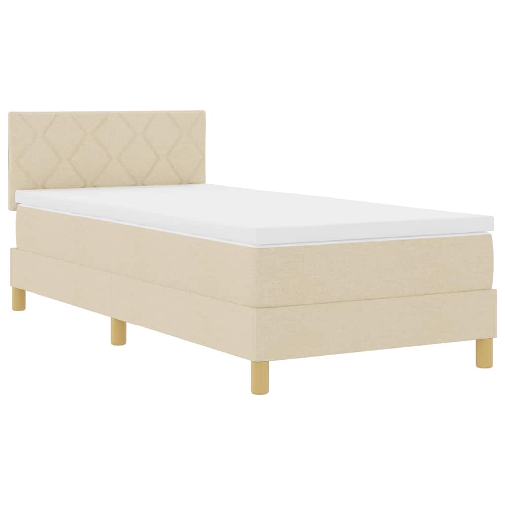 Krevet s opruga kutije s jastukom Krema 90 x 200 cm tkanina