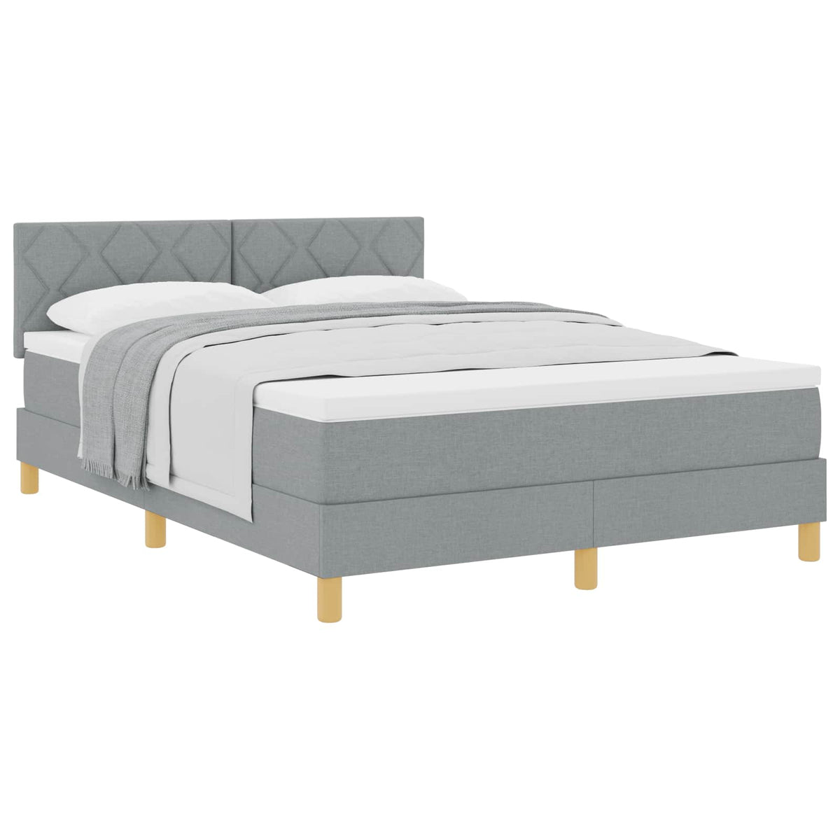 Krevet s opruga kutije Svijetlo siva 140 x 190 cm tkanina