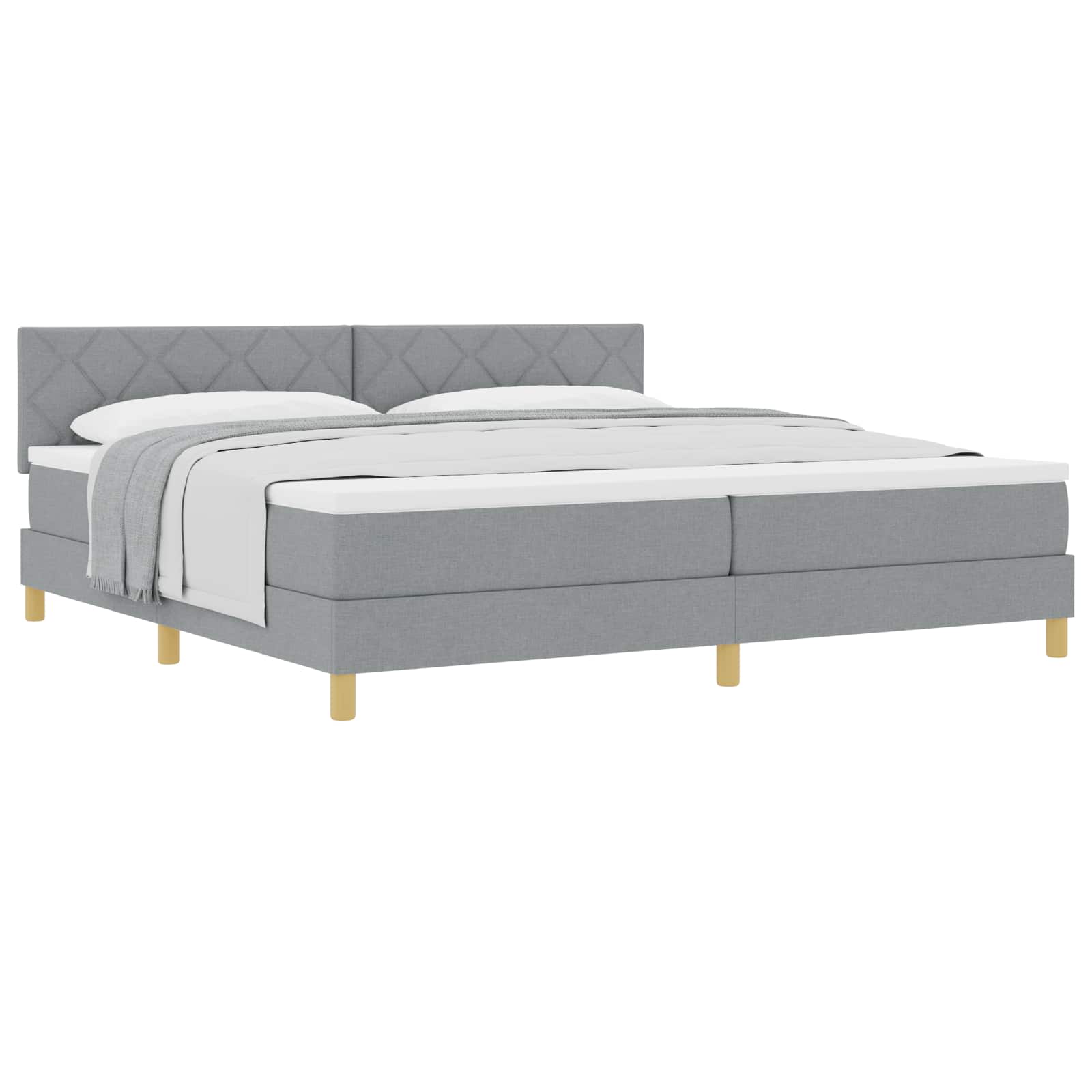 Krevet s opruga kutije Svijetlo siva 200 x 200 cm tkanina
