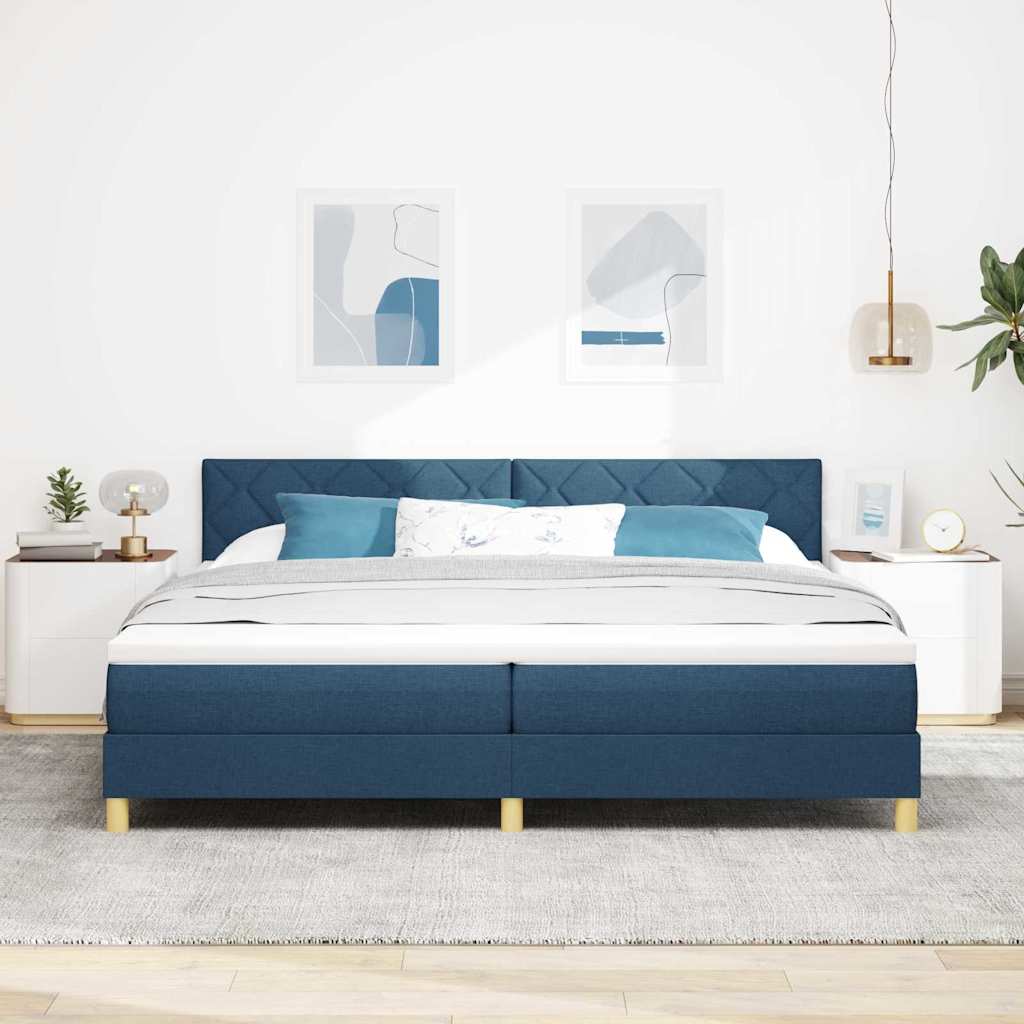 Krevet s opruga kutije s jastukom Plava 200 x 200 cm tkanina